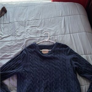 St. John's Bay Men's Dark Blue Cable Knit Sweater